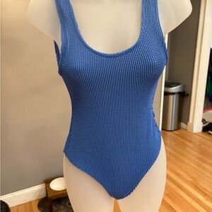 H&M Textured Cobalt Blue One Piece Swimsuit